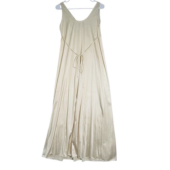 Vtg Ivory Nylon Lace Maxi Slip Dress Gown Sz M Nightgown Glam Bridal Romantic - Picture 7 of 12